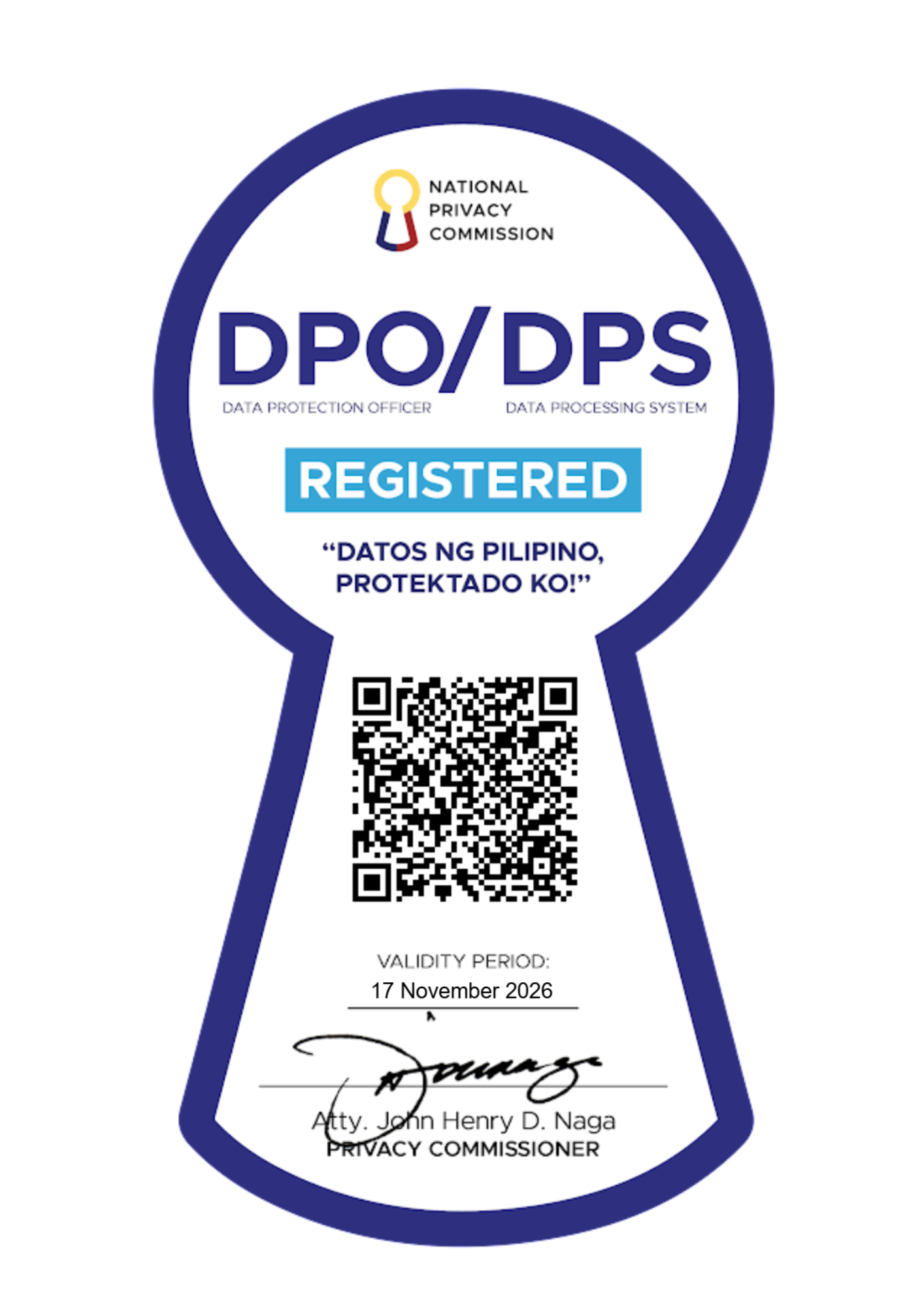 NPC DPO/DPS Certificate of Registration